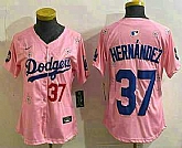 Women's Los Angeles Dodgers #37 Teoscar Hernandez Pink 2025 Tokyo Series Limited Stitched Jersey,baseball caps,new era cap wholesale,wholesale hats